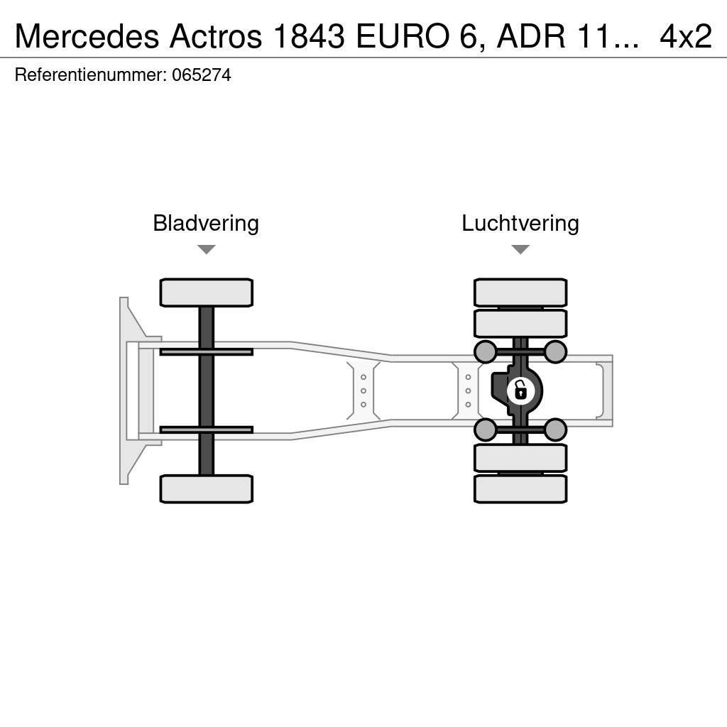 Mercedes-Benz Actros 1843 EURO 6, ADR 11 08 2024, PTO Тягачі