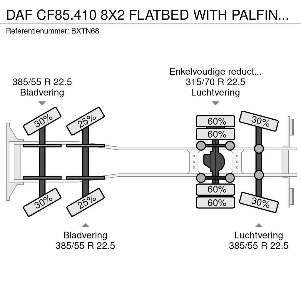 DAF CF85.410 8X2 FLATBED WITH PALFINGER PK 42502 CRANE автокрани