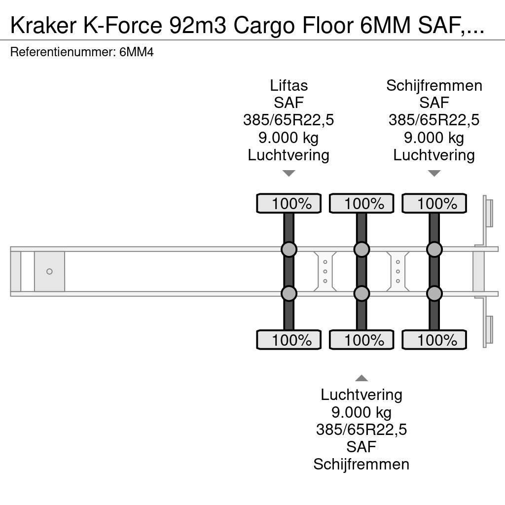Kraker K-Force 92m3 Cargo Floor 6MM SAF, Liftachse, Remot Напівпричепи з рухомою підлогою