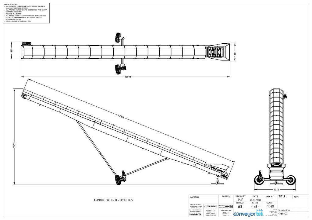 Conveyortek 60ft x 900mm Stockpiling Conveyor Конвейєри / Транспортери