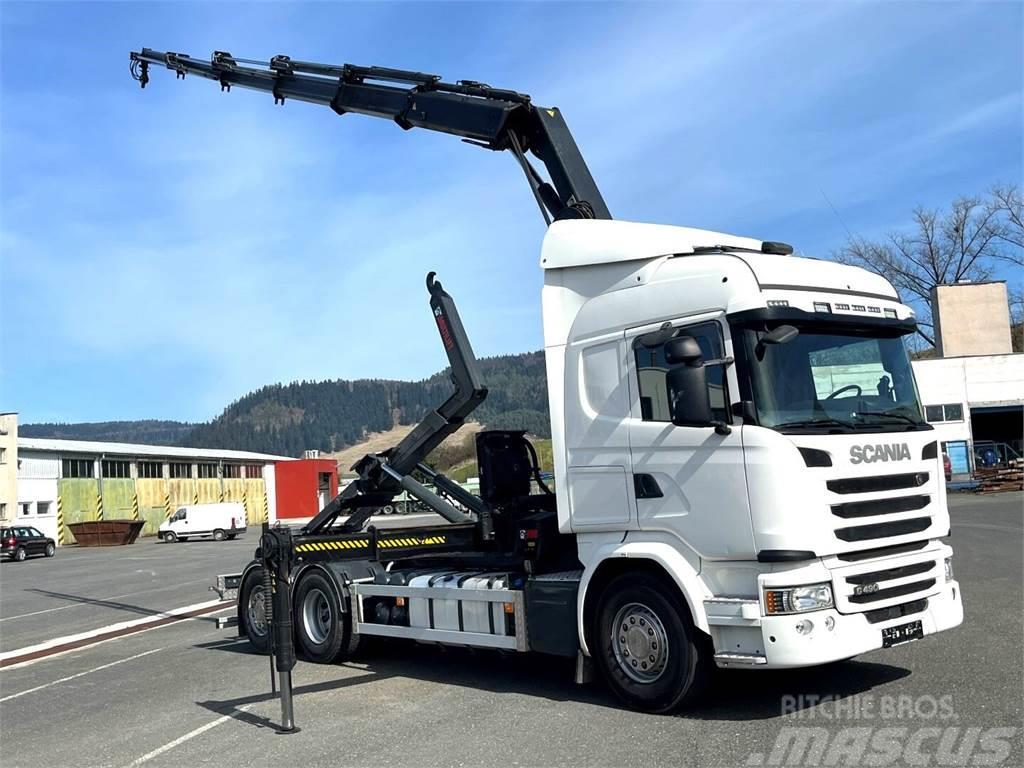 Scania G490, 10/2015, 6x2, Crane hook lift, Hiab 244 - 5  Вантажівки з гаковим підйомом